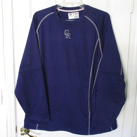 Majestic Mens L/S MLB Colorado Rockies Baseball Crew Sweatshirt NWOT - Size XL - Picture 1 of 4